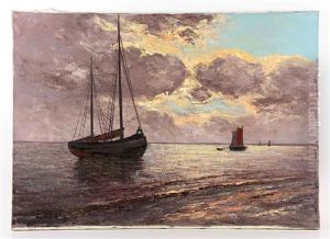 Seascape With Fishing Boats by Leo von Koenig