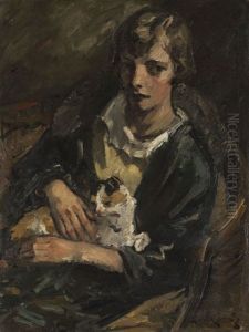 Junge Frau Mit Katze (fraulein Berger) by Leo von Koenig