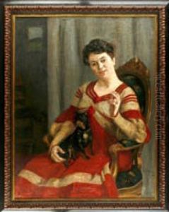Portrait Einer Sitzenden Dame Mit Schoshund by Leo von Koenig