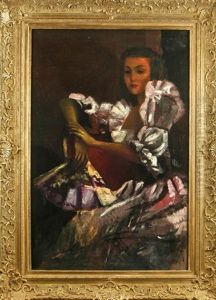 Spanierin Mit Facher by Leo von Koenig