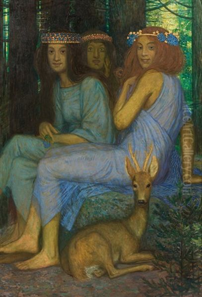 Three Nymphs With A Roebuck - view 1