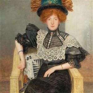 Portrait Of A Lady With Lace-trimmed Blouse And A Hat With Feathers