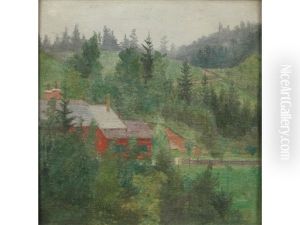 Buildings Amongst Trees And A Distant Vista (pair)