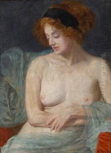 A Draped Semi-nude Model (study) by Friedrich Koenig