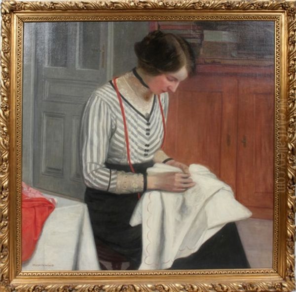 Woman Seated Sewing - view 1