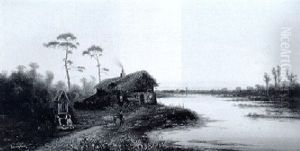 Abenddammerung Am Flus by Hermann Reichsfreiherr von Koenigsbrunn