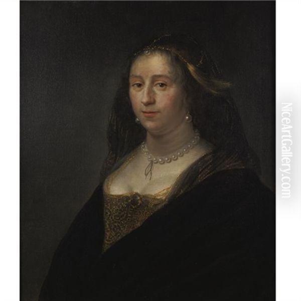 Portrait Of A Woman Wearing A Pearl Necklace - view 1