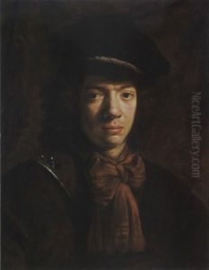 A Portrait Of A Young Man, Wearing A Cuirass With A Red Shawl, A Cravat And A Beret