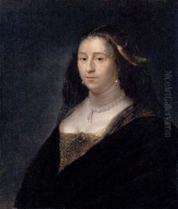 Portrait Of A Lady In A Gold-embroidered Silk Dress With A Dark Shawl