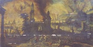 L'incendie De La Ville De Troie by Kerstiaen Koninck
