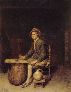 A Seated Peasant In A Tavern by Philips Koninck