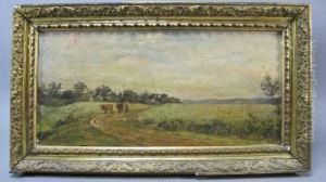  Berger Et Ses Vaches Sur Le Chemin  by Charles Joseph Beauverie