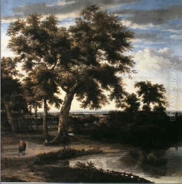 Landschaft Mit Teich Und Grosser Eiche - view 1