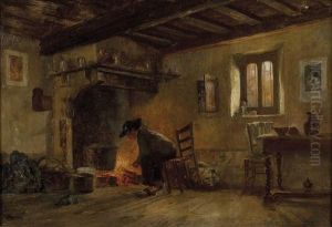 Paysan Dans Son Interieur by Charles Joseph Beauverie
