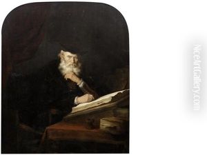 A Philosopher Seated At His Desk by Salomon Koninck