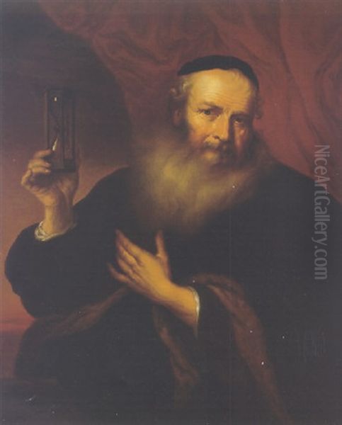 An Old Man Holding An Hourglass: A Vanitas Allegory - view 1