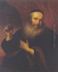 An Old Man Holding An Hourglass: A Vanitas Allegory by Salomon Koninck