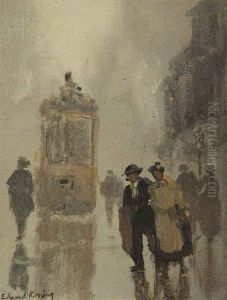 A Street Scene With A Tram