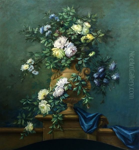 Haardstuk Met Met Tuinvaas Gevuld Met Bloemen - view 1