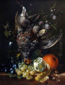 Stilleven Met Sinaasappel, Citroen En Druiven Op Een Marmeren Plint by Elisabeth Johanna Koning