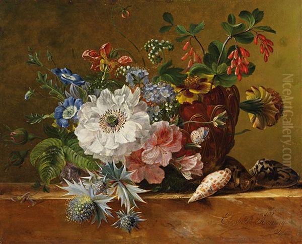 Blumenstillleben Mit Distel Und Muscheln - view 1