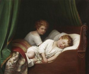 Im Reich Der Traume: Ruhendes Geschwisterpaar In Einem Himmelbett by Leendert de Koningh the Younger