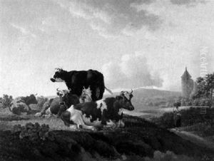 Kuhe In Landschaft by Leendert de Koningh