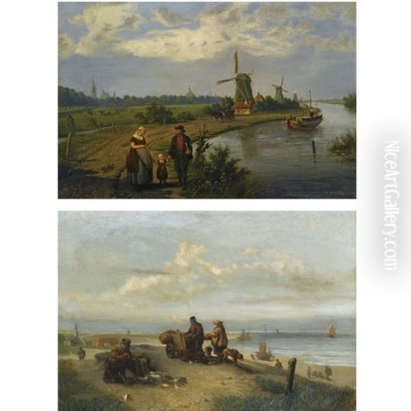 Strolling Along The River On A Sunny Day (+ After A Day's Catch; 2 Works) - view 1
