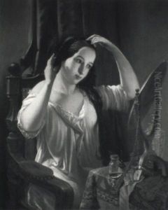 An Elegant Beauty Looking In A Mirror