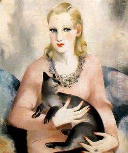 Jeunne Femme Au Chat Siamois by Micao Kono