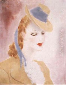 Femme Au Chapeau Ruban Bleu by Micao Kono