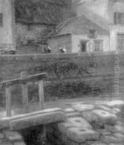 Stadtansicht Mit Kanal In Der Bretagne Stadtansicht Mit Kanal In Der Bretagne