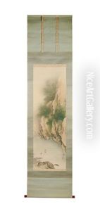 Three Landscape Kakejiku (vertical Hanging Scrolls) by Okoku Konoshima