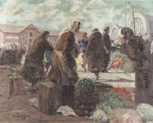 Der Zentralmarkt Von Riga by Bronislaus Konrads