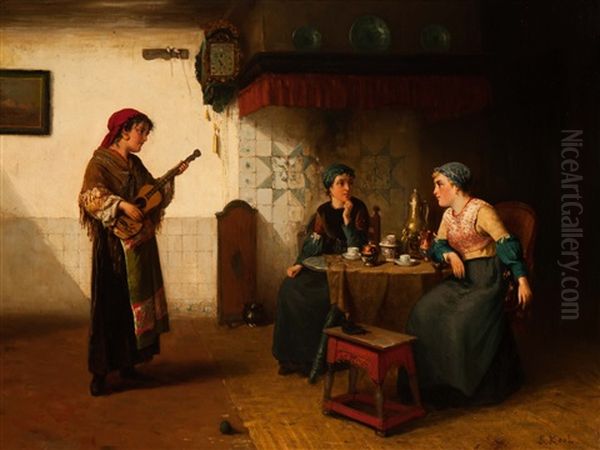 Female Musician In A Frisian Interior - view 1