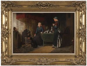 Figures In A Dutch Interior by Sipke (Cornelis) Kool