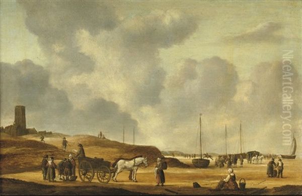 Fisherfolk On The Beach Of Egmond Aan Zee - view 1