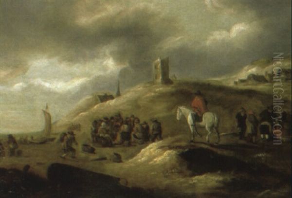 Fishermen Selling Their Catch On The Beach At Scheveningen(?) - view 1
