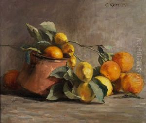 Stillleben Mit Orangen Und Zitronen by Olga Kopetzky