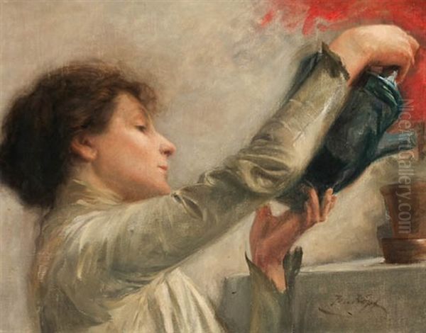 Woman With A Watering Can - view 1