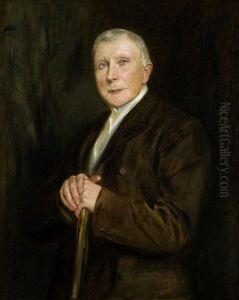 Bildnis Von John D. Rockefeller Im Dunklen Anzug Mit Stock by Joszi Arpad Koppay