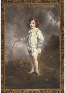 Portrait Of Nathan Meyer Victor Rothschild Holding A Hoop