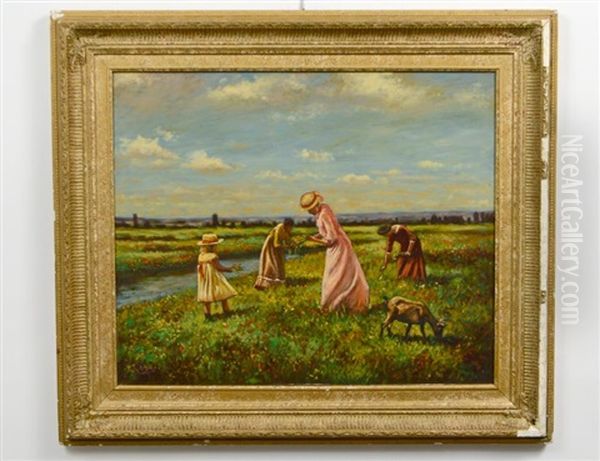 Landscape Of Figures Gathering Flowers - view 1