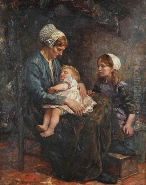 Scene Domestique Avec Mere Et Enfants - view 1