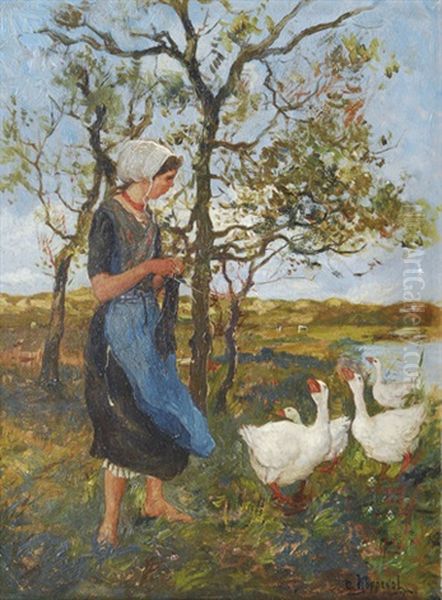 A Woman With Geese - view 1