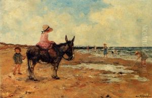 Children And A Donkey On The Beach Children And A Donkey On The Beach
