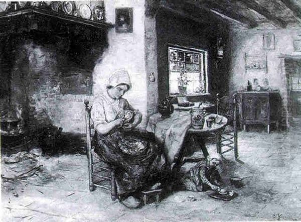 A Kitchen Interior With A Mother And Child - view 1