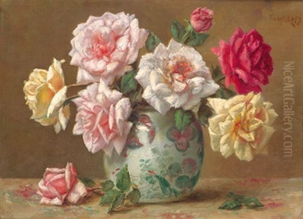 Rosen In Einer Chinesischen Porzellanvase - view 1