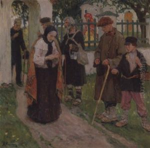 Leaving Church by Aleksei Mikhailovich Korin