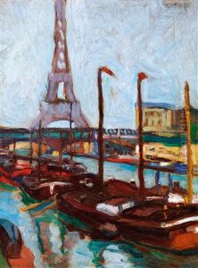 Seine Bank With The Eiffel Tower by Erwin Kormendi-Frim